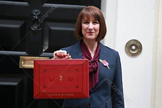 Rachel Reeves, UK chancellor of the exchequer outside 11 Downing Street.
