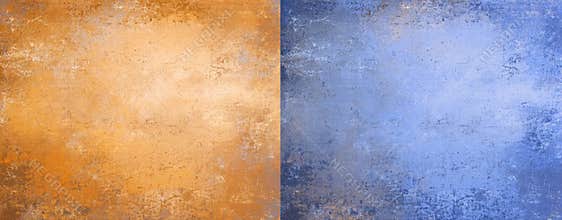 Vibrant orange and blue gradient backgrounds with textured effect for modern design projects. Versatile and creative