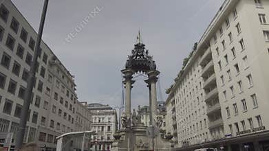 August 24, 2024. Vienna, Austria. Donnerbrunnen fountain on Neuer Markt in Vienna, Austria, is a baroque masterpiece