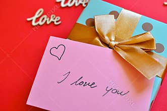 romantic gift card on gift box