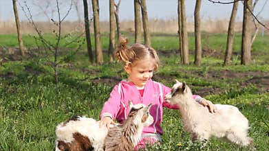 Child and two goats