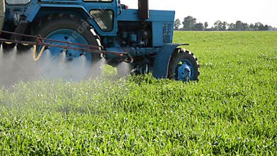Tractor spray herbicide