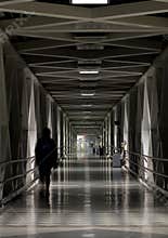 Long Hallway Corridor Passage At Night