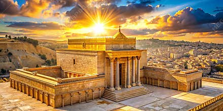 Golden Facades of the Ancient Beit Hamikdash A Spiritual Landmark in SunKissed Jerusalem