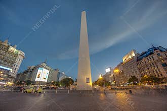 The Obelisk (El Obelisco) in Buenos Aires.