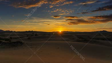 Sahara desert at sunrise, timelapse