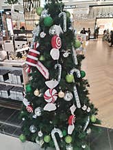 chrismast tree in shop center at Paris, France