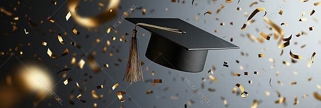 Copy space young people wear gown, cap happy on graduation day. Graduation gown white background, graduation tassel diploma degree