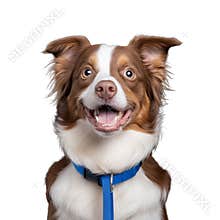 Happy brown and white dog smiling with transparent background