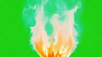 Intense core of a flame surrounded by a ghostly outline diminishing in intensity and color. Green screen chromakey.