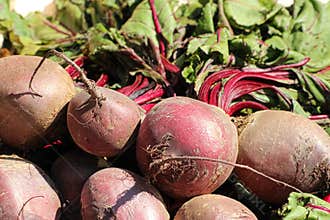 Uncooked Beetroots at a Market Stall