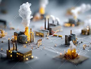 Image symbolizes data centers or network infrastructures, represented as smokestacks emitting colored smoke rings and