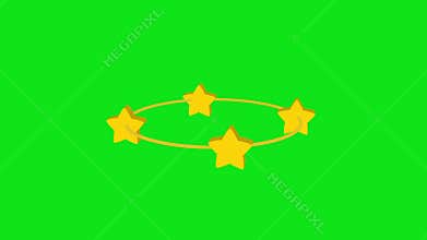Yellow stars spinning in circular motion on green background
