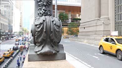 New York City Grand Central Terminal railway station, 42 street, Manhattan. People, Yellow taxi, USA