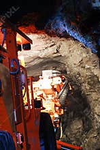 Mine machine inside the gold mine
