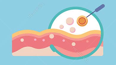 Dermal Penetration Illustrate a magnified view of skin with exosomes visibly entering skin layers highlighting the deep