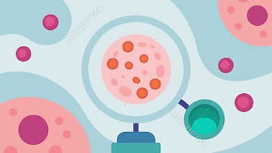 Microscope View A closeup view through a microscope of exosomes showing their shape and texture alongside other skin