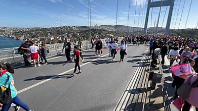Athletes running in 45. Istanbul marathon which includes two continents in one race.
