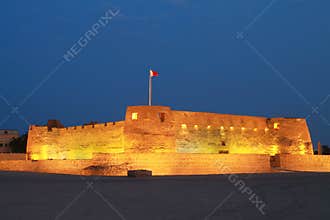 Arad fort in Manama Bahrain at night