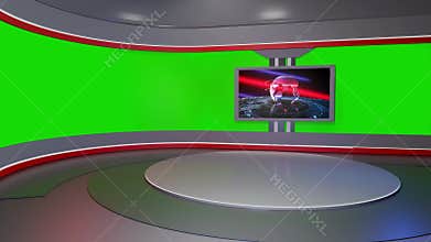 3D Virtual TV Studio News, Backdrop For TV Shows .TV On Wall.3D Virtual News Studio Background