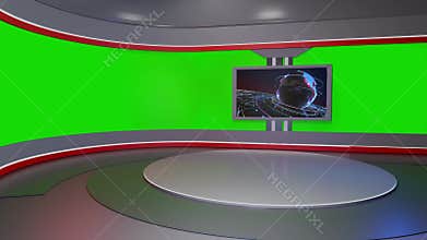3D Virtual TV Studio News, Backdrop For TV Shows .TV On Wall.3D Virtual News Studio Background