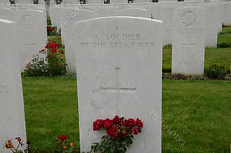 Unknown soldier's grave at Tyne Cot Cemetery near Ypres, Belgium