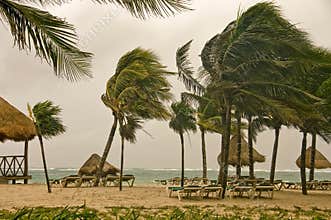 Wind storm over the Caribbean sea, Mexico