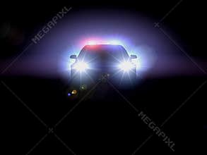 Police car in darkness