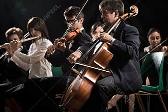 Classical music concert: symphony orchestra on stage