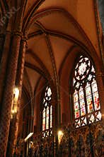 Stained-glass windows decorate one of the chapels of Saint-AndrÃ© cathedral in Bordeaux (France)