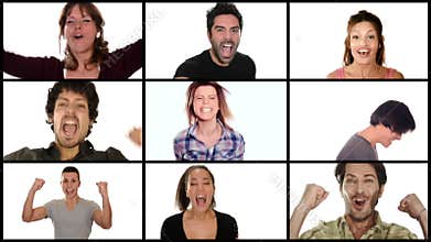 Exulting people collage