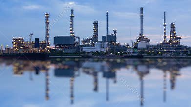 Oil Refinery Station Day To Night Time Lapse