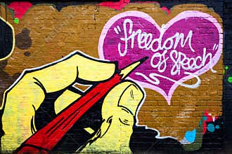 Freedom of speech wall graffiti