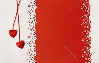 Valentine Day Hearts Red Background. Wedding Greeting Card