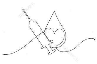 World blood donor day icon with medical syringe in continuous one line art style