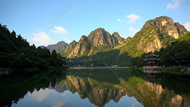 Natural scenery of mountains, rivers and lakes,Generative AI