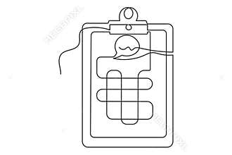 Continuous one line drawing clipboard with checklist isolate minimalist modern outline sketch