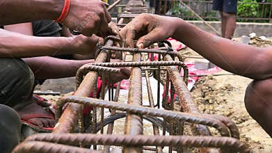 Construction workers working on site. Bhadrak, Odisha, India