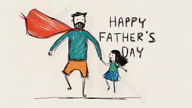 cute childrens drawing for fathers day daddy hero
