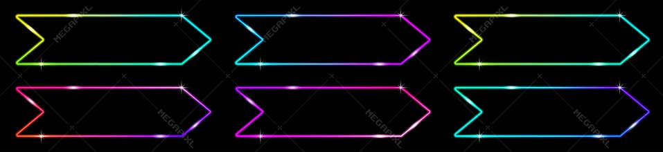 Neon call to action interface elements with glowing UI buttons