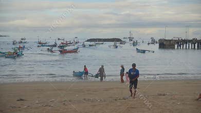 Badung, Bali, Indonesia - April 21, 2026: Balinese Fishermen