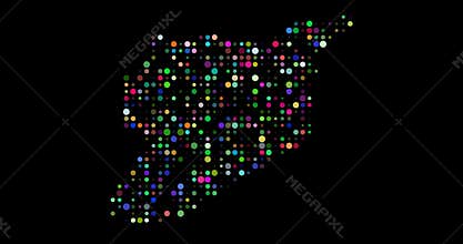 Generative circle animation builds Syrian Republic map