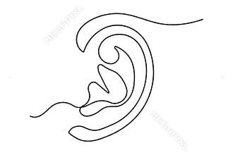 Ear continuous one line art elegant sketch with smooth curve line style