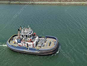 Panama Canal, Panama 2026.03.26. - Tugboat seen from a ship deck in the Panama Canal