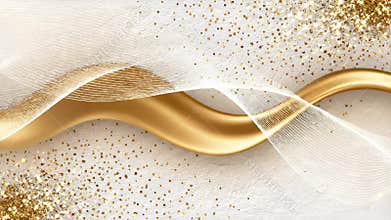 Elegant White Textured Paper Background with Delicate Gold Confetti Dots in Corners