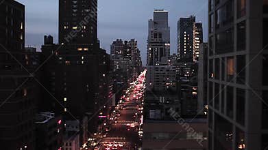 Aerial view of new york city at night