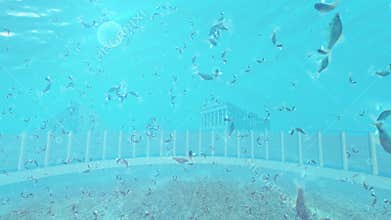 Colosseum and Ruins landmarks underwater