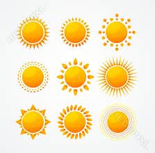 Vector Set of glossy sun icon set