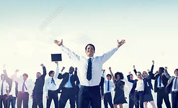 Business People Team Success Celebration Concept