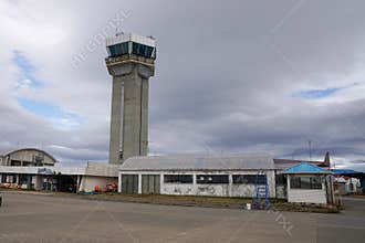 Air Traffic Control Tower at Presidente Carlos Ibanez del Campo International Airport in Punta Arenas, Chile